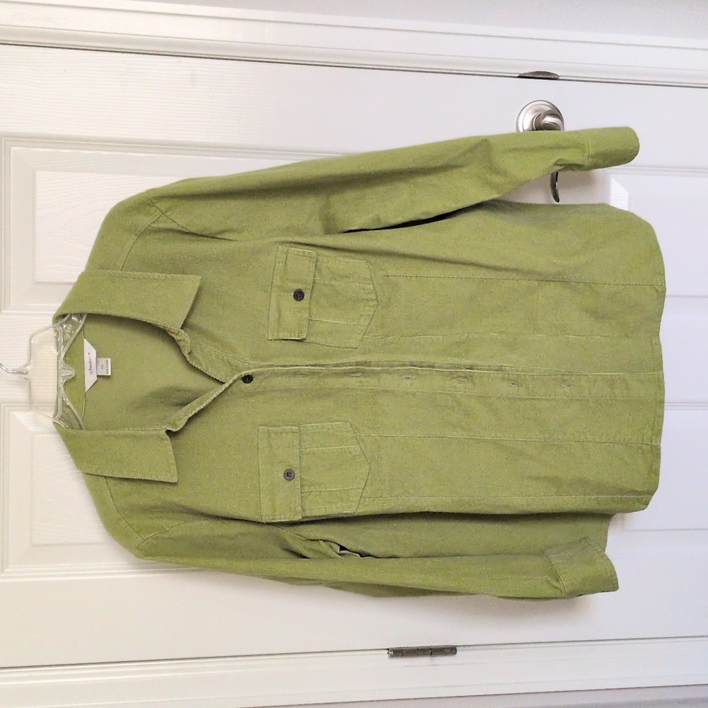 CJ Banks Lime Green Corduroy Button Down Shirt Jacket - 2X